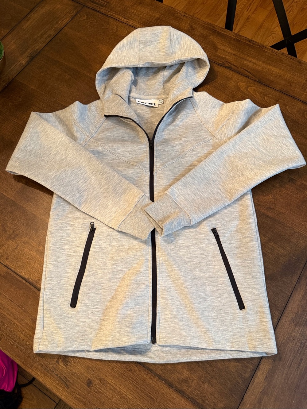 Hind Light Gray  Hooded Zip Jacket with Black Trim